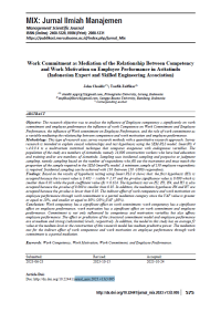 Work Commitment as Mediation of the Relationship Between Competency and Work Motivation on Employee Performance in Asttatindo (Indonesian Expert and Skilled Engineering Association)